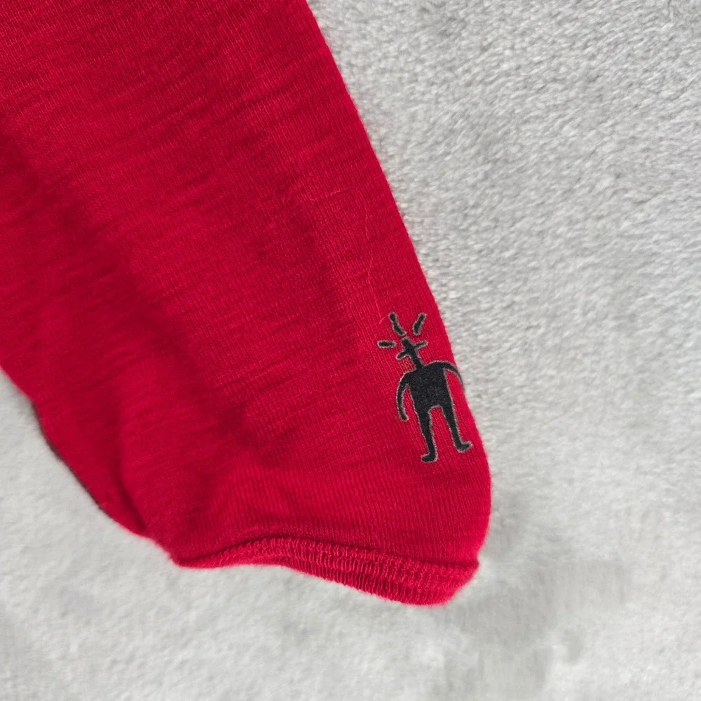 Smartwool 1/4 Zip Pullover Mens‎ M Red 100% Merino Wool Base Layer Long Sleeve
